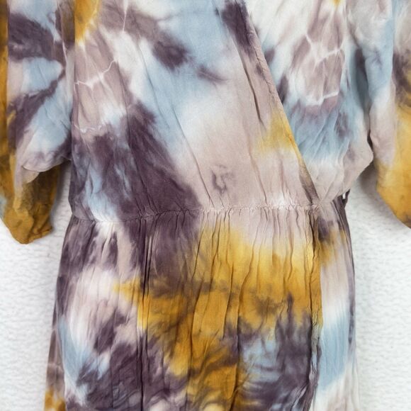 Young Fabulous & Broke Luelle Maxi Dress Sz S Tie Dye Starburst Wrap Asym Beachy - Picture 4 of 16